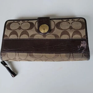 Coach Vintage Wallet Brown Logo HO842-41631 Zipper Flaw
